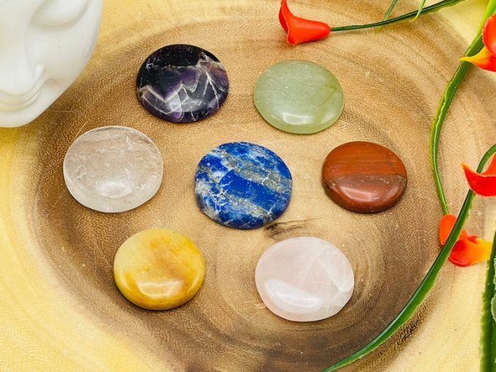 7 Chakra Round Palm Stone Set | 7 Chakra Polished Smooth Stones | 7 Chakra Healing Crystals | Reiki Chakra Gift Set