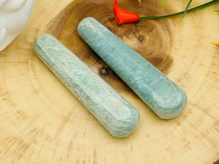 Amazonite Massage Wand | Crystal Healing Wand | Soothing & Calming Massage | Spa Massage Wand | Stress Reliever | Heart and Throat Chakras