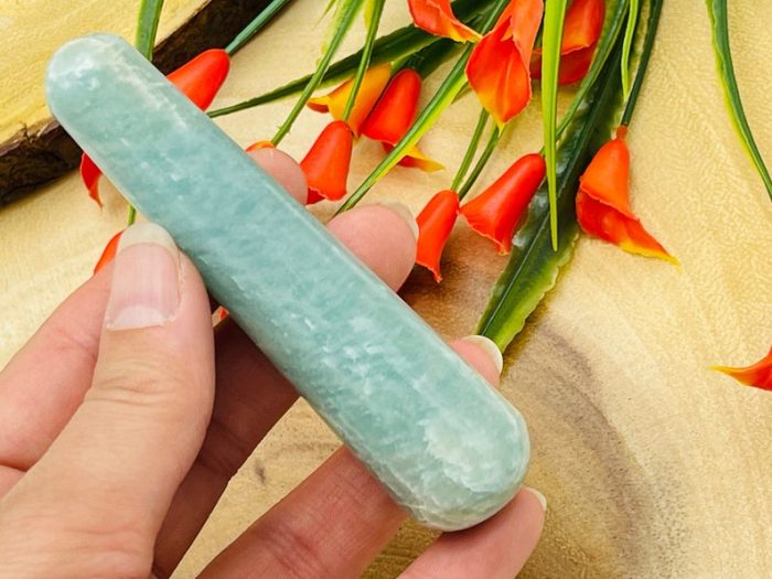 Amazonite Massage Wand | Crystal Healing Wand | Soothing & Calming Massage | Spa Massage Wand | Stress Reliever | Heart and Throat Chakras