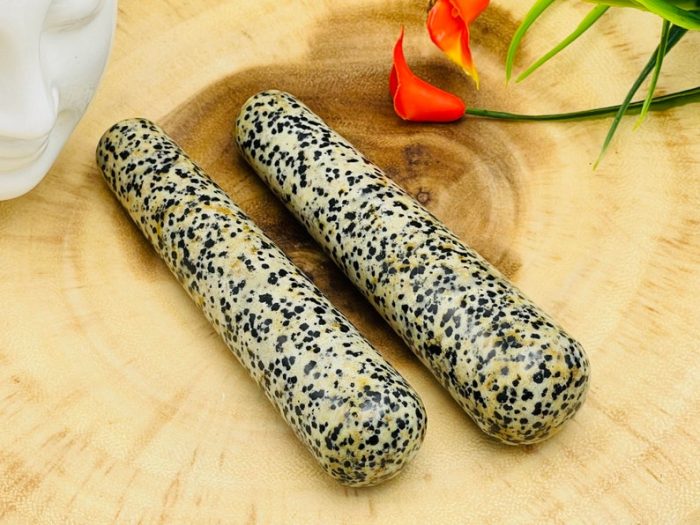 Dalmatian Jasper Massage Wand | Crystal Healing Wand | Soothing & Calming Spa Massage Wand | Stress Reliever | Healing | Root Chakra | 4"