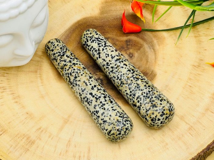 Dalmatian Jasper Massage Wand | Crystal Healing Wand | Soothing & Calming Spa Massage Wand | Stress Reliever | Healing | Root Chakra | 4"