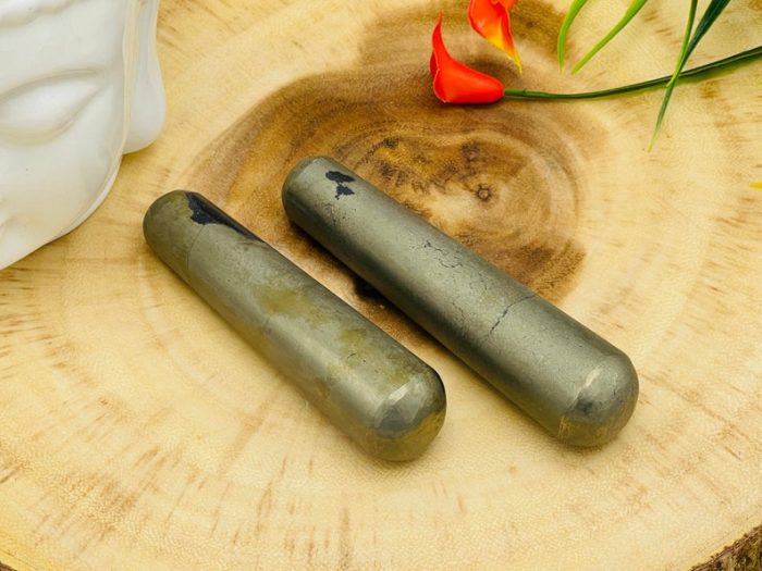 Golden Pyrite Massage Wand | Crystal Healing Wand | Fools Gold Pyrite Soothing & Calming Spa Massage Wand | Stress Reliever | Healing | 4"