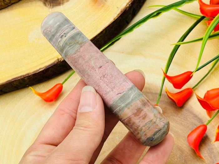 Rhodonite Massage Wand | Rhodonite Crystal Wand | Stone Of Compassion | Cleansing & Balance | Metaphysical | Massage Roller | Hand Polished