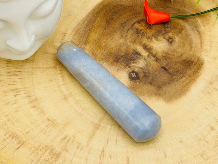 Angelite Massage Wand | Angelite Massage Stick | Reiki Massage Tool | Healing Crystal | Stress Reliever | Handmade | 4 inch