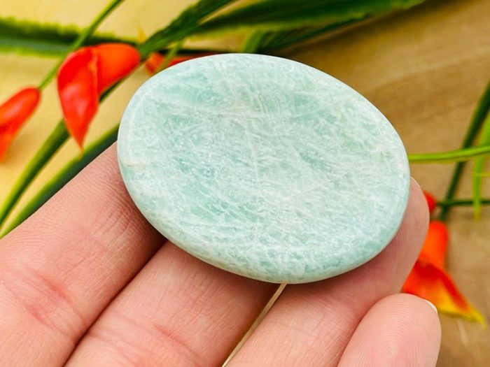 Amazonite Worry Stone | Crystal Healing Worry Stone | Amazonite Pocket Stone | Worry Massage Tool | Stress Reliever | Heart & Throat Chakra