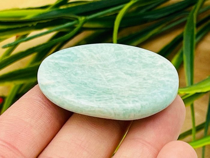 Amazonite Worry Stone | Crystal Healing Worry Stone | Amazonite Pocket Stone | Worry Massage Tool | Stress Reliever | Heart & Throat Chakra