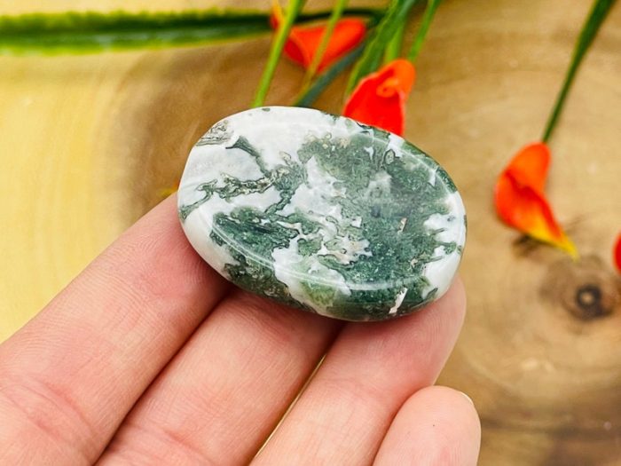 Moss Agate Worry Stone | Moss Agate Crystal Stone | Pocket Worry Stone | Metaphysical Healing Chakra Stone | Reiki Crystal