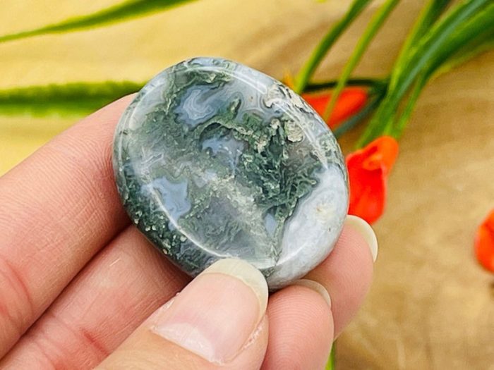 Moss Agate Worry Stone | Moss Agate Crystal Stone | Pocket Worry Stone | Metaphysical Healing Chakra Stone | Reiki Crystal