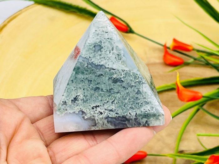 Moss Agate Pyramid | Moss Agate Crystal Pyramid | Chakra Stone | Cleansing & Balance | Metaphysical | Massage Stone | Moss Agate Pointer