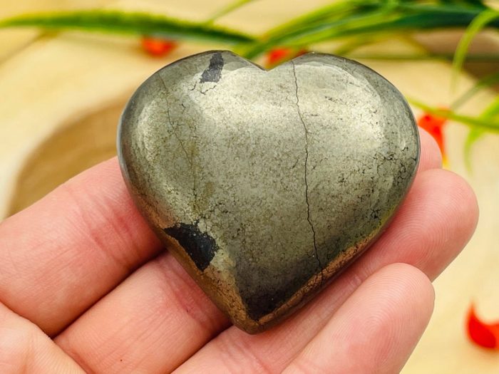 Pyrite Crystal Heart | Fools Gold | Pyrite Heart | Healing Crystal | Powerful Protection Stone | Mental Stability | Strength & Stamina