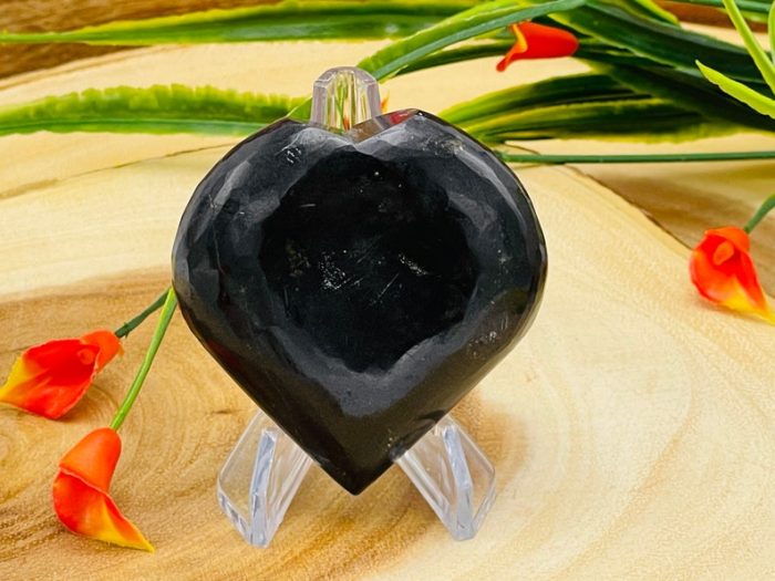 Black Tourmaline Heart | Black Tourmaline Crystal Heart | Cleansing & Balance | Metaphysical | Massage Healing Stone