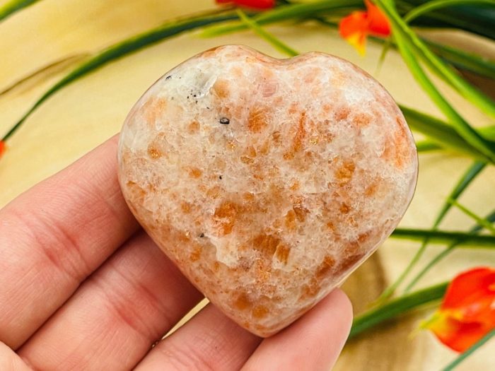 Sunstone Heart Stones | Sunstone Crystal Heart | Healing Stone | Stone of Intelligence & Creativity | Chakra Reiki Healing Pocket Stone