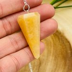 Yellow Aventurine Crystal Pendulum With Silver Plated Chain | Yellow Aventurine Point Pendulum | Healing Dowsing Energy Balancing | Faceted