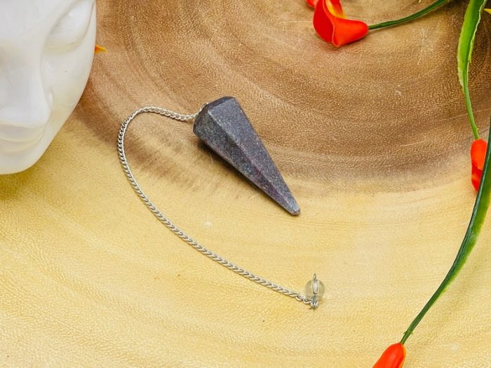 Ruby Kyanite Crystal Pendulum With Silver Plated Chain | Ruby in Kyanite Point Pendulum | Healing Dowsing Energy Balancing | Faceted