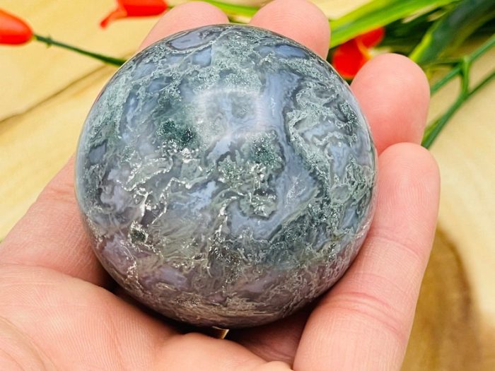 Moss Agate Sphere | Moss Agate Crystal Ball | Crystal Chakra Reiki Sphere | Cleansing & Balance | Meditation