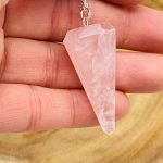Rose Quartz Crystal Pendulum With Silver Plated Chain