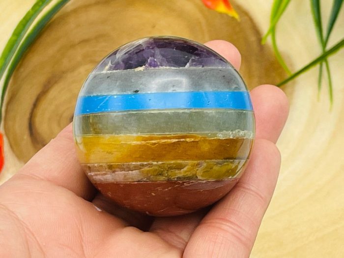 7 Chakra Bonded Sphere | Polished Stones | Chakra Healing Crystals | Reiki Chakra Ball | Chakra Balancing | Metaphysical | 40 - 50 mm