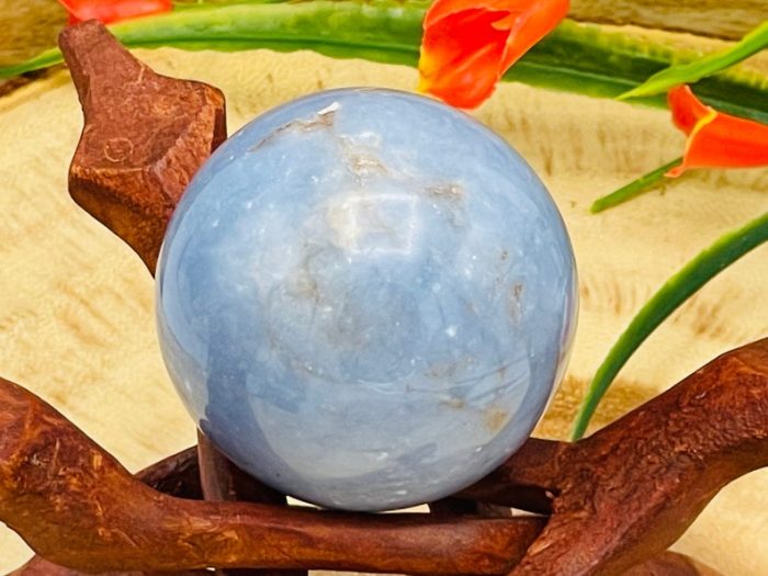 Angelite Sphere | Blue Angelite Stone | Angelite Sphere | Gemstone Sphere | Stress Reliever Crystal | Healing Chakra Stone | 2 inch (50 mm)