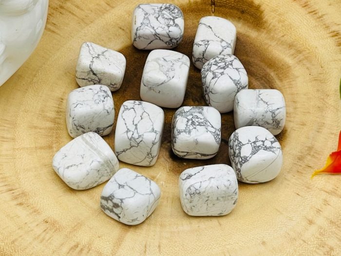 Howlite Tumbled Stones | Pocket Polished Gemstones | Howlite Healing Tumbled Crystals | Chakra Tumbled Rocks | Reiki Stone