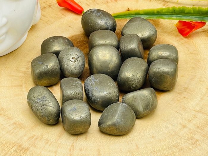 Golden Pyrite Tumbled Stones | Fools Gold Pocket Polished Gemstones | Healing Tumbled Crystals | Chakra Tumbled Rocks | Reiki Stone