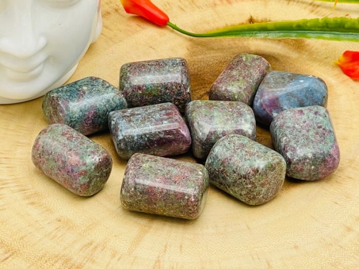 Ruby Kyanite Tumbled Stones | Pocket Polished Gemstones | Ruby in Kyanite Healing Tumbled Crystals | Chakra Tumbled Stone | Reiki Stone