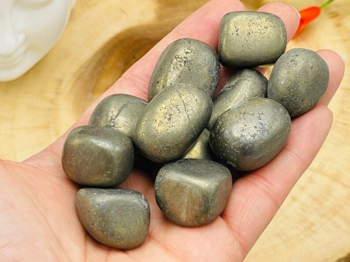 Golden Pyrite Tumbled Stones | Fools Gold Pocket Polished Gemstones | Healing Tumbled Crystals | Chakra Tumbled Rocks | Reiki Stone