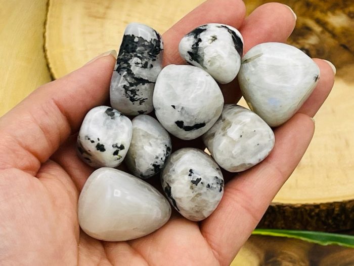 Rainbow Moonstone Tumbled Stones | Pocket Polished Gemstones | Moonstone Healing Tumbled Crystals | Chakra Tumbled Rocks | Reiki Stone