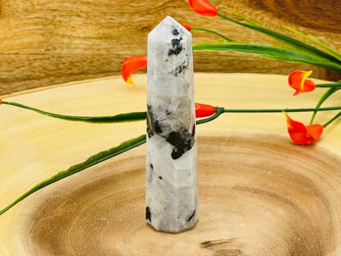 Rainbow Moonstone Obelisk | Moonstone Tower | Moonstone Crystal Point | Reiki Tool | Healing Crystal | Stress Reliever | Crystal Tower | 4"