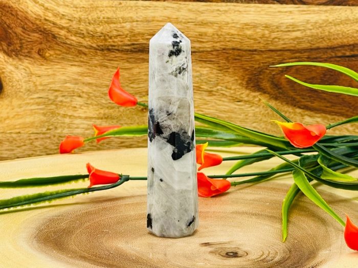 Rainbow Moonstone Obelisk | Moonstone Tower | Moonstone Crystal Point | Reiki Tool | Healing Crystal | Stress Reliever | Crystal Tower | 4"