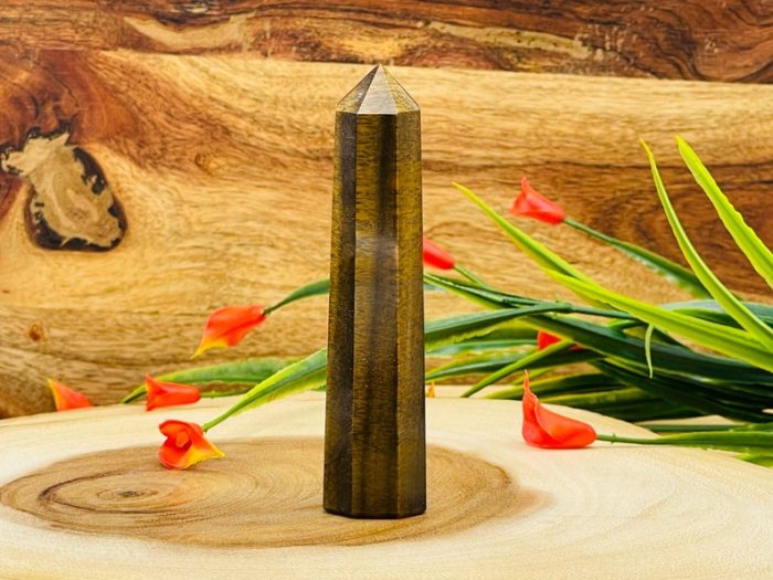 Tiger Eye Obelisk | Tiger Eye Tower | Tiger Eye Crystal Point | Reiki Tool | Healing Crystal | Stress Reliever | Crystal Tower | 4"