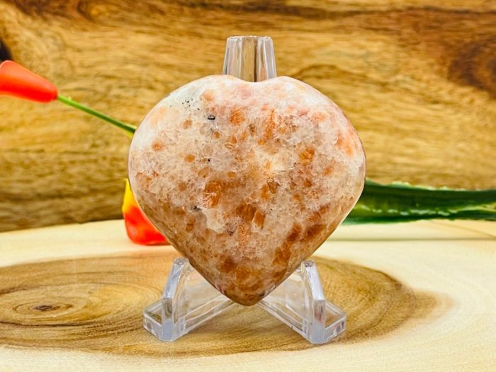 Sunstone Heart Stones | Sunstone Crystal Heart | Healing Stone | Stone of Intelligence & Creativity | Chakra Reiki Healing Pocket Stone