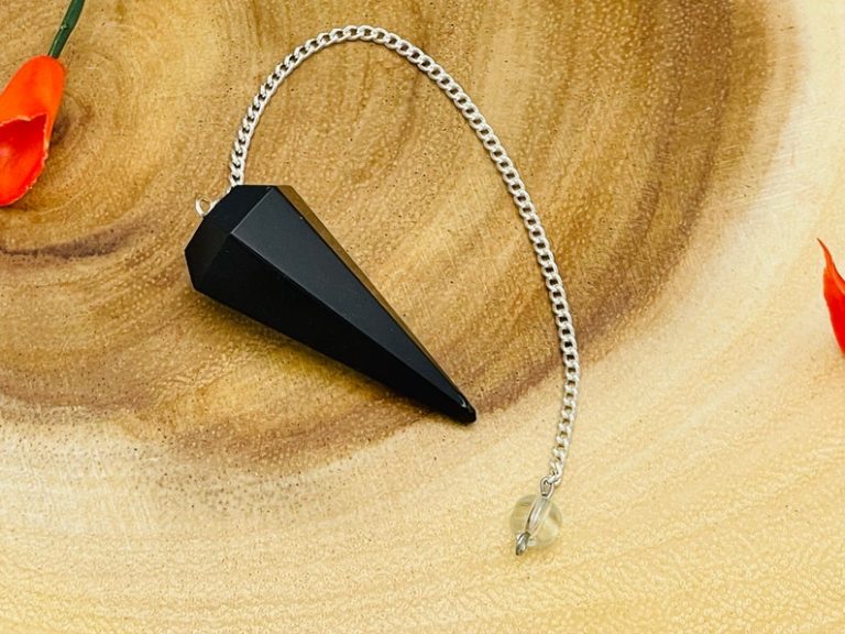 Black Tourmaline Crystal Pendulum With Silver Plated Chain | Black Tourmaline Point Pendulum | Healing Dowsing Energy Balancing | Faceted