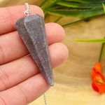 Ruby Kyanite Crystal Pendulum With Silver Plated Chain | Ruby in Kyanite Point Pendulum | Healing Dowsing Energy Balancing | Faceted