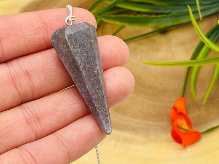 Ruby Kyanite Crystal Pendulum With Silver Plated Chain | Ruby in Kyanite Point Pendulum | Healing Dowsing Energy Balancing | Faceted