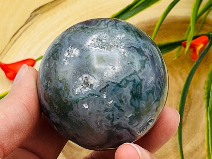 Moss Agate Sphere | Moss Agate Crystal Ball | Crystal Chakra Reiki Sphere | Cleansing & Balance | Meditation