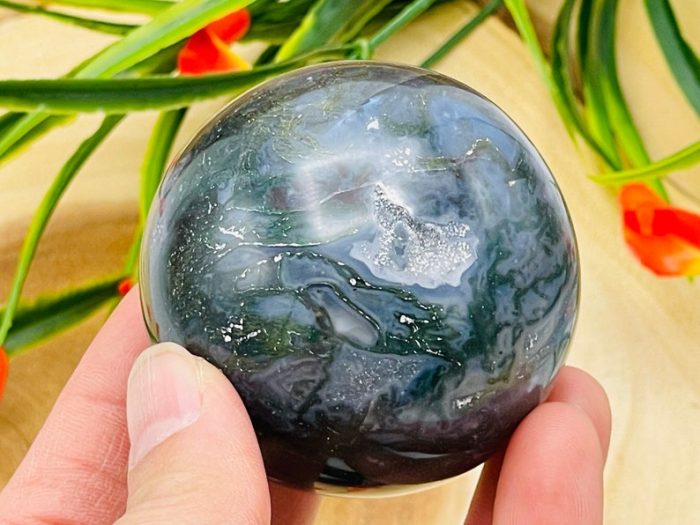 Moss Agate Sphere | Moss Agate Crystal Ball | Crystal Chakra Reiki Sphere | Cleansing & Balance | Meditation