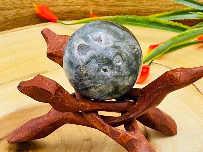 Moss Agate Sphere | Moss Agate Crystal Ball | Crystal Chakra Reiki Sphere | Cleansing & Balance | Meditation