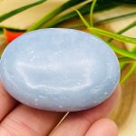 Angelite Palm Stone | Polished Gemstone | Handmade Massage Stone | Meditation & Healing Crystal | Stress Reliever