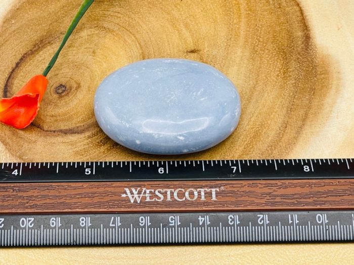 Angelite Palm Stone | Polished Gemstone | Handmade Massage Stone | Meditation & Healing Crystal | Stress Reliever