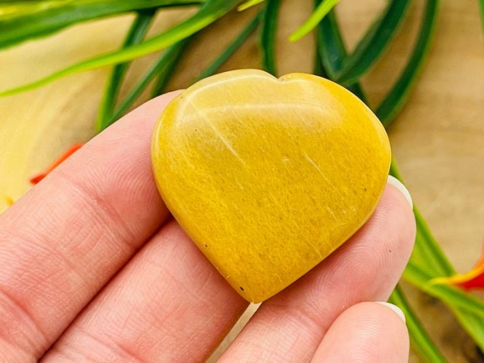 Yellow Aventurine Heart Stones | Yellow Aventurine Crystal Heart | Healing Palm Stone | Chakra Reiki Healing Pocket Stone