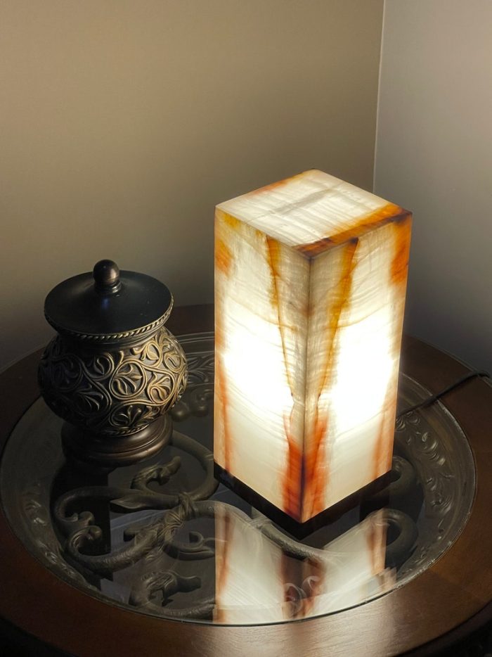 Banded Onyx Lamp | Onyx Table Lamp | Fancy Home Decor | Healing Crystal Lamp | Art Decor | Accent Lamp | Beautiful Gift | 13" Height