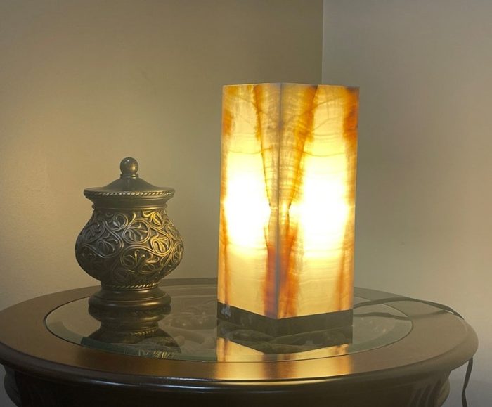 Banded Onyx Lamp | Onyx Table Lamp | Fancy Home Decor | Healing Crystal Lamp | Art Decor | Accent Lamp | Beautiful Gift | 13" Height