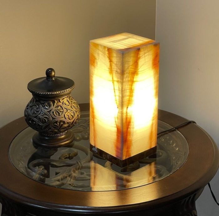 Banded Onyx Lamp | Onyx Table Lamp | Fancy Home Decor | Healing Crystal Lamp | Art Decor | Accent Lamp | Beautiful Gift | 13" Height