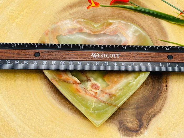 Banded Green Onyx Tray | Hand Carved Heart Shape Tray | Detergent Safe | Onyx Crystal Charging Plate | Home Decor