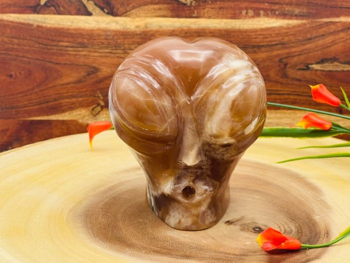 Caramel Calcite Alien Skull | Caramel Calcite Alien Head | Realistic Details | Handmade | Healing Crystal | Fine Art Sculpture