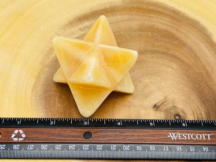 Yellow Calcite Merkaba | Orange Calcite Merkaba Star | Hand Carved Crystal | Double Pyramid Star Merkaba | Meditation | Reiki