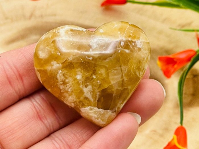 Citrine Calcite Heart | Honey Calcite Crystal Heart | Healing Gemstone | Cleansing & Balance | Metaphysical Decor | Crystal Stone