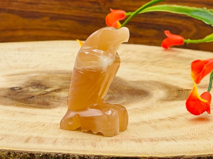 Honey Caramel Calcite Eagle Figurine | Crystal Animal Carving | Standing Statuette | Reiki Metaphysical Healing Crystal | Sacred Animal | 2"