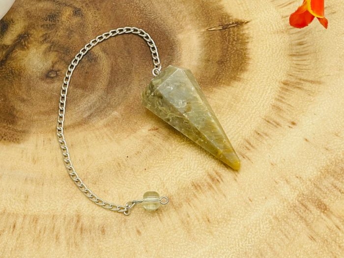 Cat's Eye Crystal Pendulum With Silver Plated Chain | Cat Eye Point Pendulum | Healing Dowsing Energy Balancing | Faceted Crystal