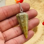 Cat's Eye Crystal Pendulum With Silver Plated Chain | Cat Eye Point Pendulum | Healing Dowsing Energy Balancing | Faceted Crystal